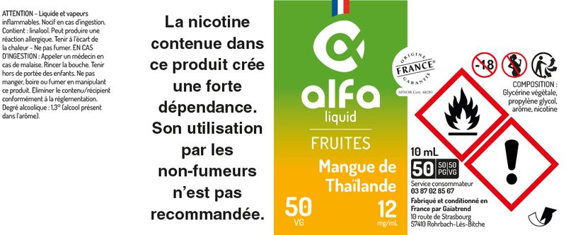 étiquette Mango Alfaliquid 50vg